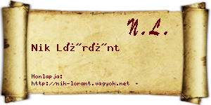 Nik Lóránt névjegykártya