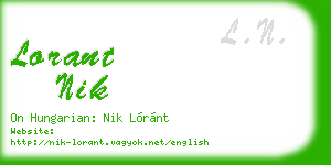 lorant nik business card
